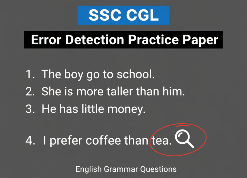 SSC CGL Error Detection Practice Paper | English Grammar Questions